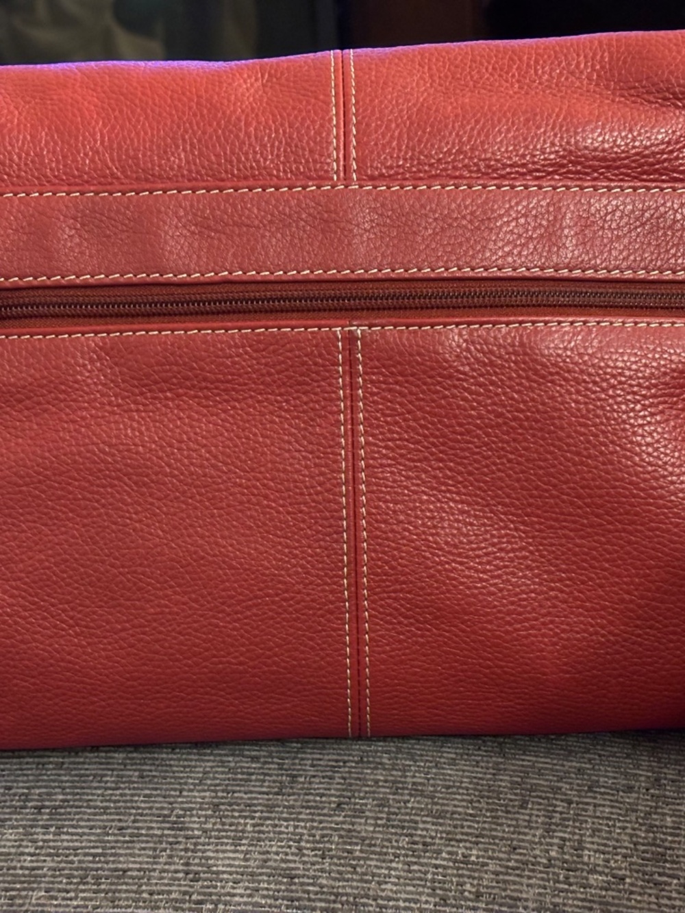 Tignanello Cognac Red Genuine Pebbled Leather Messenger Shoulder Crossbody Bag - Picture 3 of 16